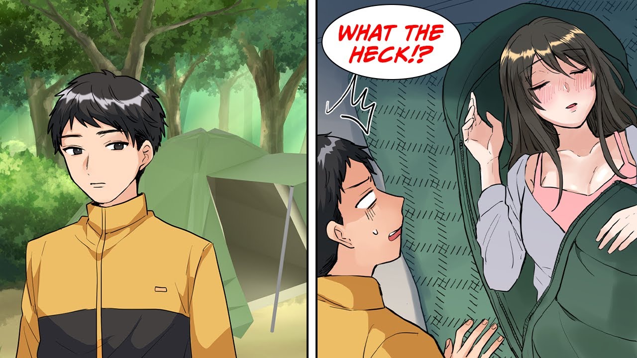 [Manga Dub] When I was camping alone, I came back to my tent and a beautiful girl was sleeping...