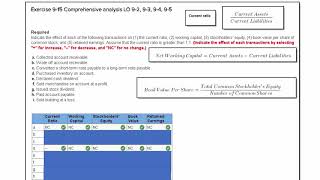 9-15 Transaction Impact on Ratios, Working Capital and Other Net Worth