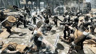 The Draugr Invasion Of Whiterun | Skyrim NPC battles screenshot 3