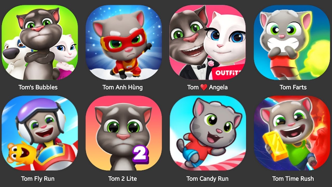 TOM MY FRIEND,TOM CANDY RUSH,TALKING TOM,SONIC AMY TAPE,TOM JESKY,TOM HORROR,TOM BLAST PARK,TOM RUN