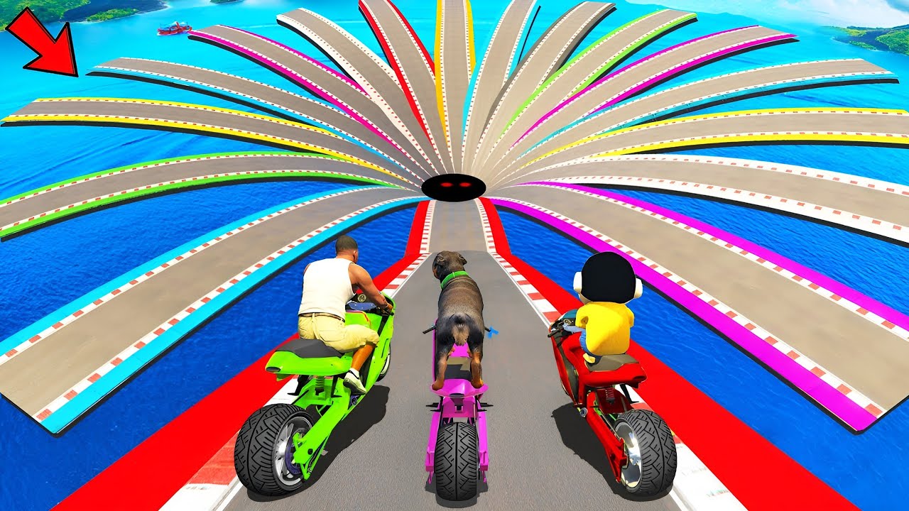 Gta 5 : Franklin Shinchan Tried The Impossible Multi Road Tunnel Challenge | Gta V Ramp