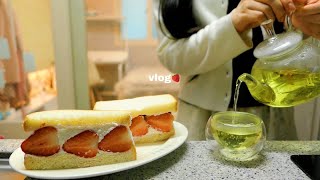 vlog | 대학교 졸업했어요!👩🏻‍🎓❤️  쭈꾸미볶음, 딸기생크림 샌드위치 만들어 먹고 친구랑 카페갔던 소소한 일상, 소고기편채, 바지락 술찜