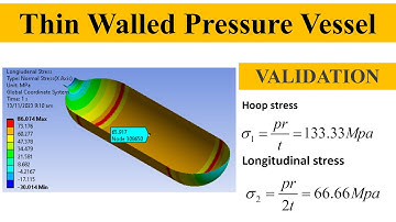 ANSYS Tutorial | Design and Analysis of Thin Pressure Vessels | Hoop and Longitudnal Stress