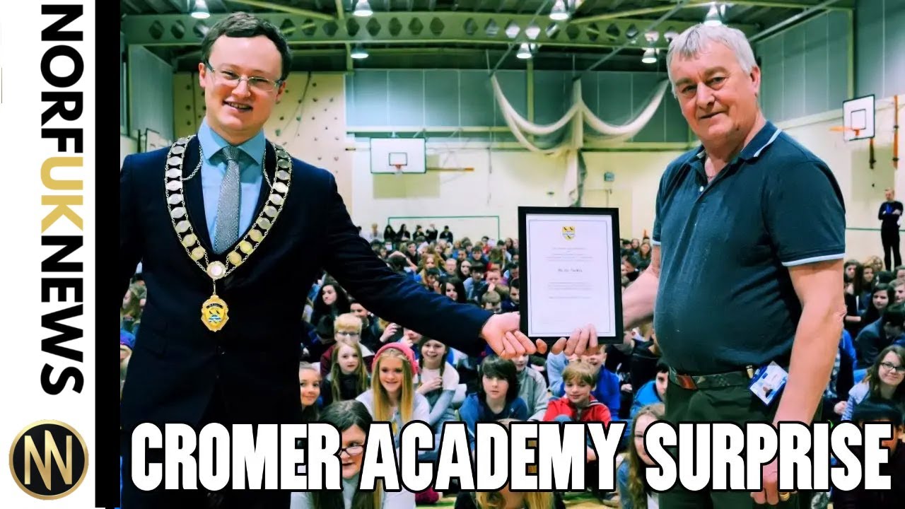 Surprise by students for award winning Cromer Academy caretaker, class of 2016. Emotional Farewell