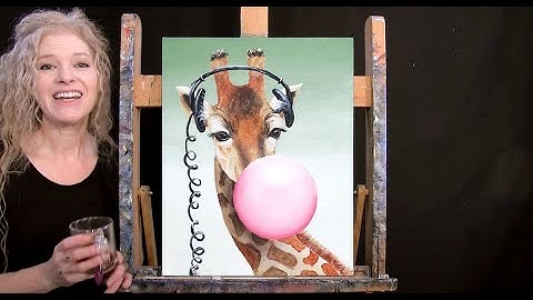 Learn How to Paint "BUBBLE GUM GIRAFFE" with Acrylic - Paint and Sip at Home - Step by Step Tutorial