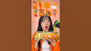 Eating Random Orange Food ASMR Mukbang 🍋‍🟩🍋‍🟩🍋‍🟩 #shorts #mukbang #asmr #eating #spicyfood
