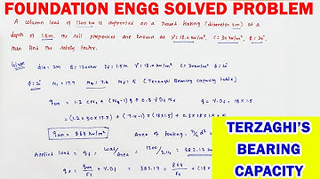 Numerical on Terzghi Method l Bearing Capacity of Soil | Calculation of Safe Bearing Capacity | GATE