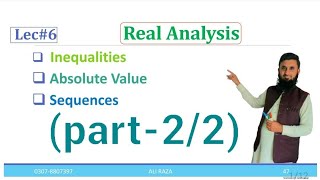 Real analysis lec#6(2/2) Sequences