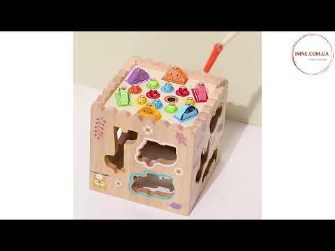 Логическая игрушка бизикуб 8в1 Магнитная рыбалка Сортер за формами и фигурами Часы Игра с шариками Ударь крота, видео 1