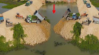 Amazing Activities Incredible Build a dam​ Clean Water System by Small bulldozer push land in water