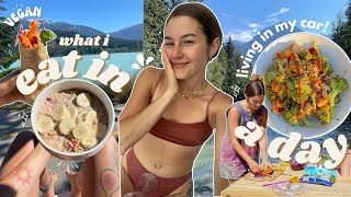 BEARS??  simple what I eat in a day | LIVING in my CAR!  ( vegan )