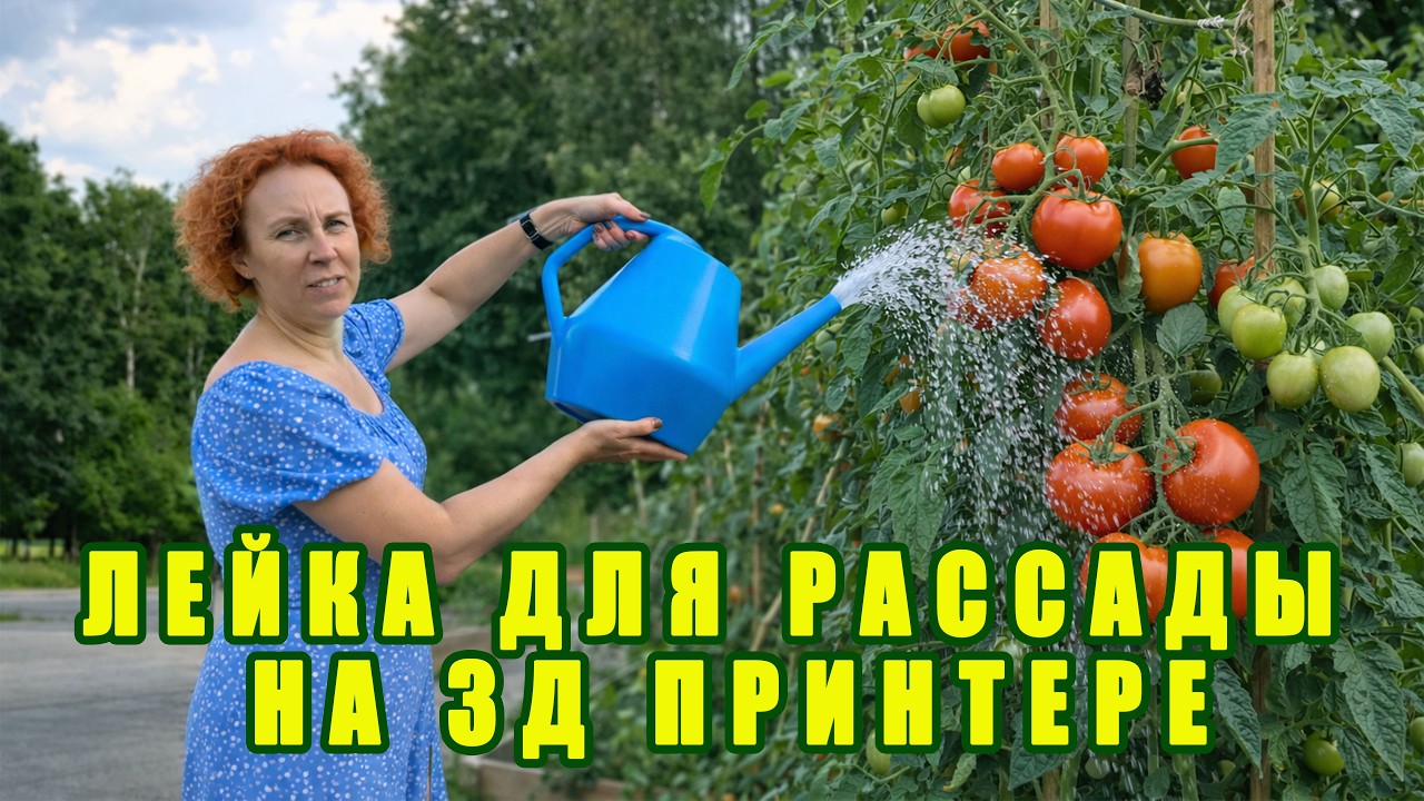 Полив рассады лейкой из 3Д принтера BambuLab Watering seedlings with a can from Bambu Lab 3D printer