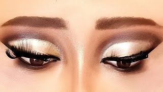 Eye makeup |cutcrease tutorial |Gold & Black cutcrease |Gold