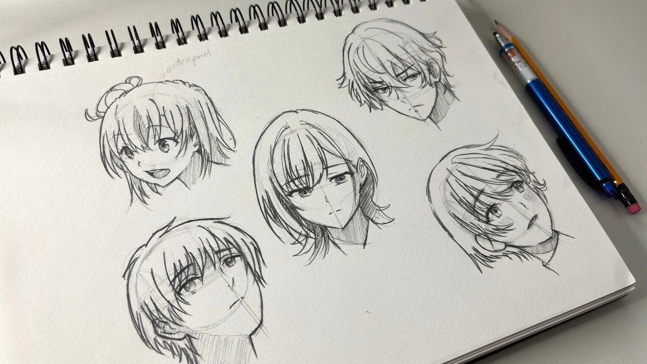 Sketchbook drawing: Head Practice