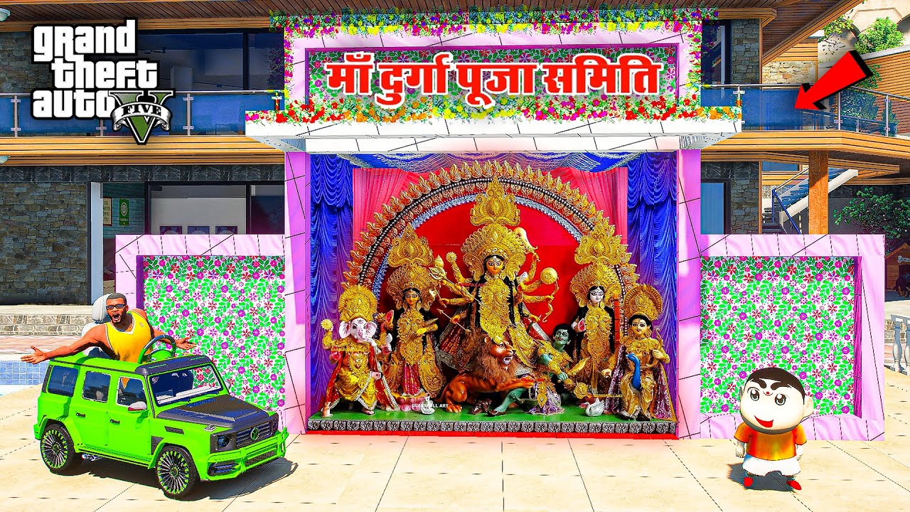 Franklin & Shinchan Celebrating Durga Puja In GTA 5 || Dussehra in GTA 5  JNK GAMER