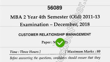 2018 Mdu MBA 4th Sem Reappear Customer Relationship Management Question Paper