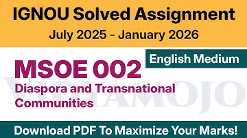 IGNOU MSOE 002 Solved Assignment 2025-26 English Medium PDF Download | IGNOU MSO 2nd Year Assignment