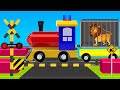 踏切を通過する動物園の動物を運ぶ貨物列車 | Learn Zoo Animal Names with freight train passing railroad crossing Fumikiri