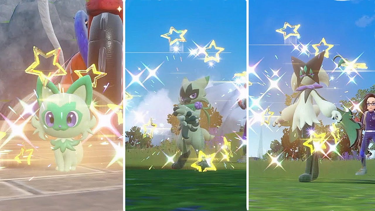 SHINY SPRIGATITO FAMILY after 1405 EGGS in POKEMON SCARLET