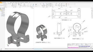 Autodesk inventor 2024 Exercise 22 Drawing Sheet Metal Bracket Profile