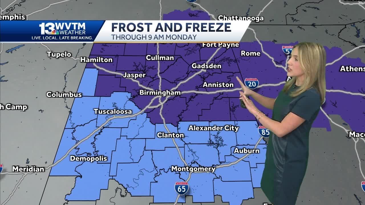 Alabama forecast: Freeze Warning and Frost Advisory through Monday ...