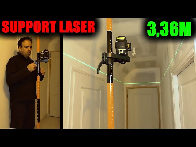 tige télescopique 3,36m FIRECORE support à laser (+ installation d'une  tringle à rideau) 