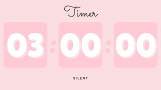 🍑 3 Hours Silent Timer with Cute Ending Alarm | Pastel Peach Timer