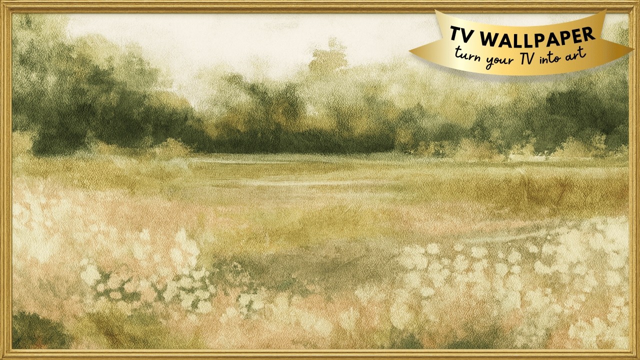 Watercolor Wildflower Meadow TV Art Painting • Soft Nature Aesthetic 4K Frame TV Wallpaper No Sound