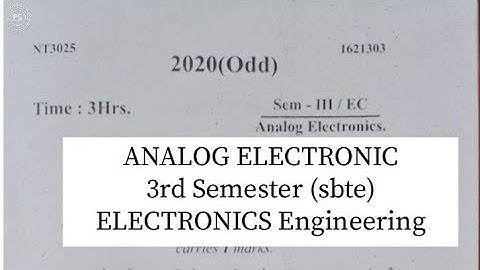 Electronics 3rd Semester  Analog Question Paper 2020