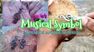 Musical Symbol Earrings and Keychain made from coconutshell | coconut shell ideas