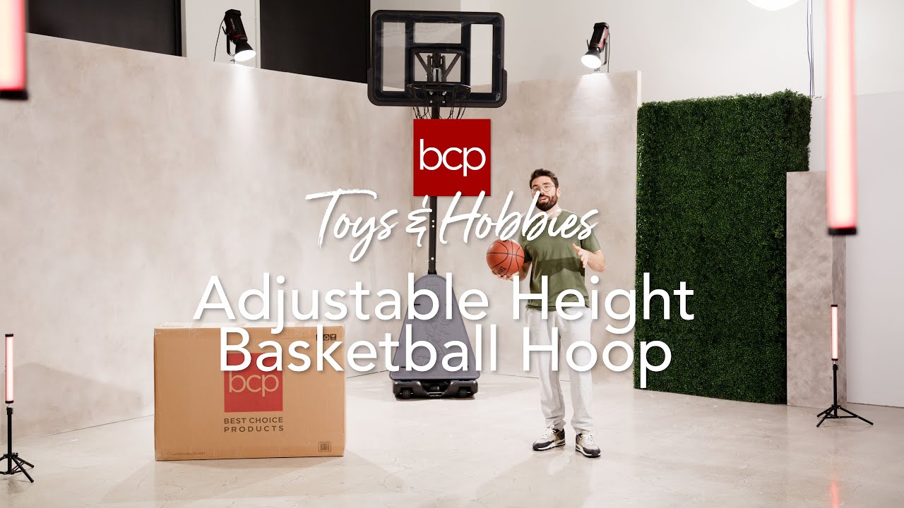 Adjustable 4.4-10ft Basketball Hoop, w/ Shatterproof Backboard