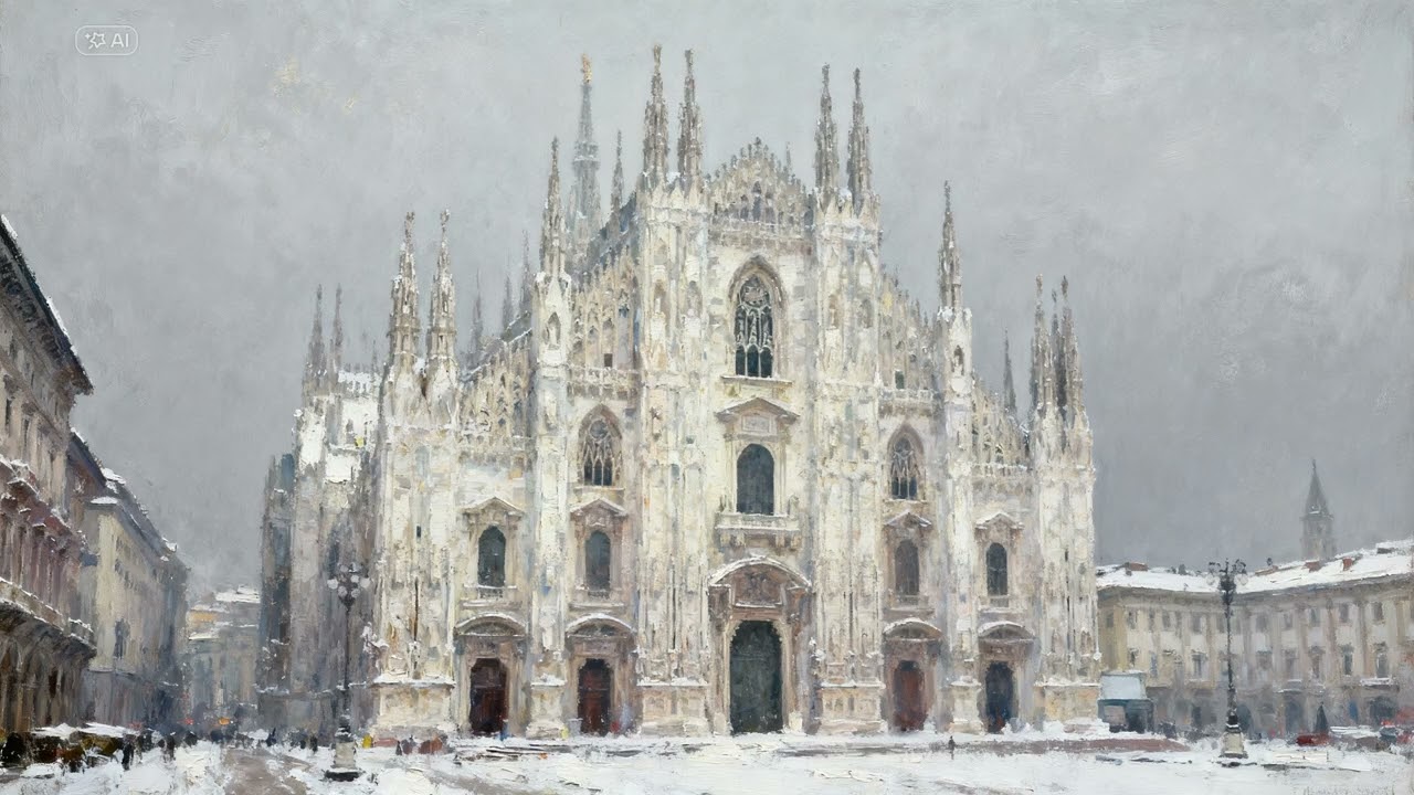 Northern Italy Winter Cities | Milan · Turin · Genoa | Oil Painting Art Screensaver