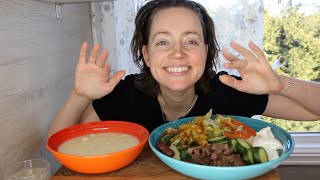 ASMR Whisper Eating Sounds | Steak, Turkish Yoghurt, Veggies & Cauliflower Soup | Mukbang 먹방