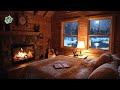 Sleep Music for All-Night Calm | Winter Cabin Bedroom with Gentle Ambience