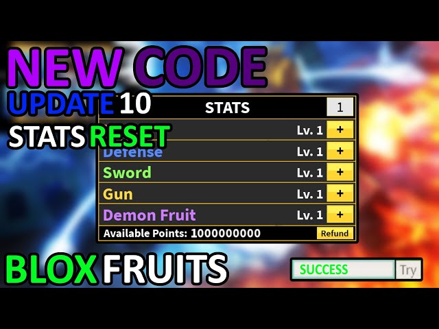 New Stat Reset Code #bloxfruits 