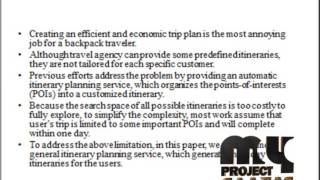 Final Year Projects 2015 | Automatic Itinerary Planning for Traveling Services