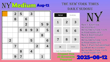 The New York Times Daily Sudoku 2025-08-12 Medium