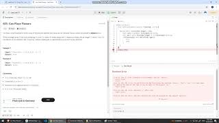 DSA Programming - LeetCode 4/75 Question: Can Place Flowers