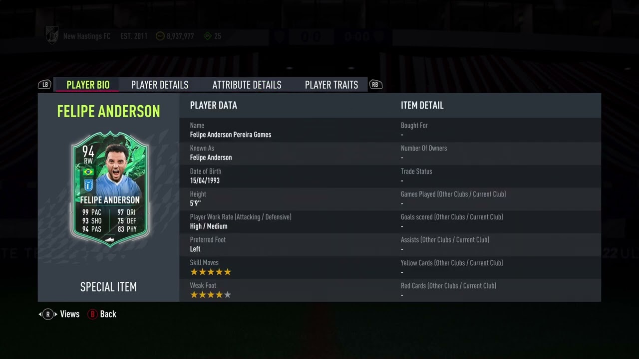 94 Felipe Anderson Shapeshifters SBC FIFA 22