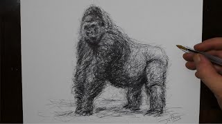 how to draw a gorilla with a bic pen amazing scribble art style