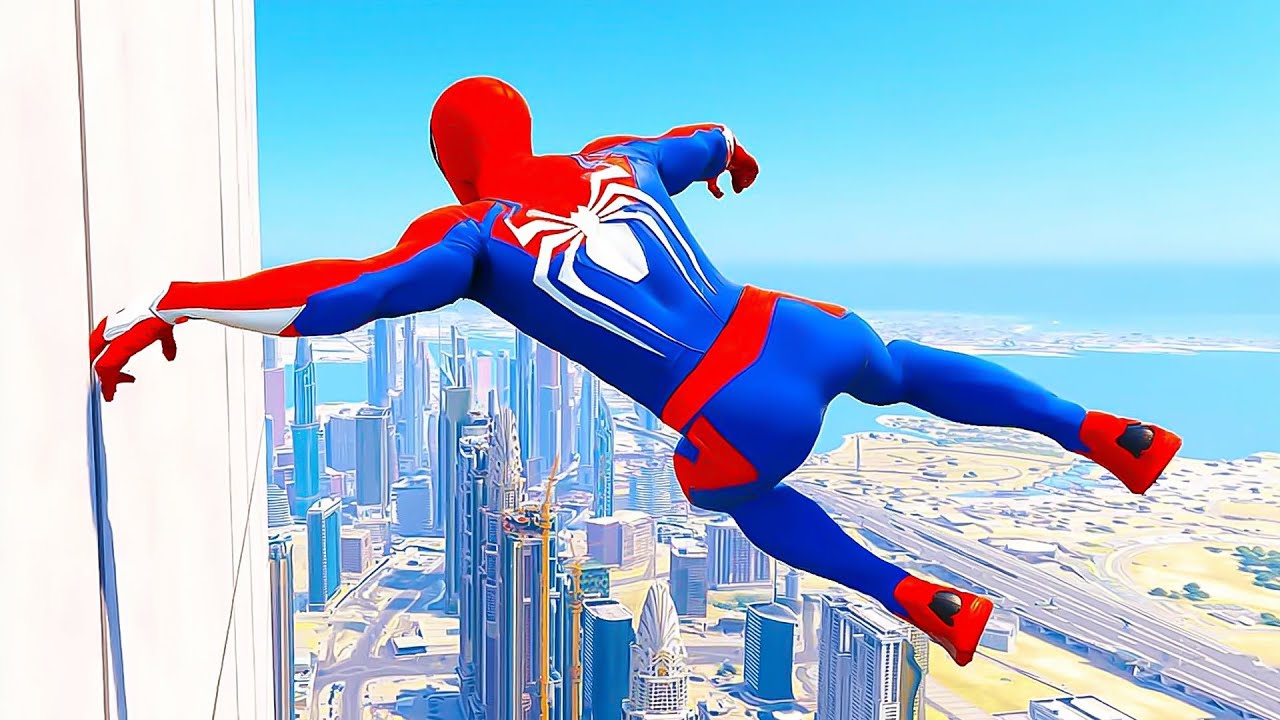 SPIDERMAN CRAZY JUMPS/FALLS #7 (GTA 5 Spider-Man Best Funny Fails)