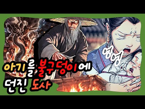 아기를 불구덩이에 던진 도사  -  갓난 아기를 관에 넣어 불구덩이에 던진 미친 도사 이야기(2023년 8월 최신) 옛날이야기, 전래동화, 설화, 야담, 야설, 야화,고금소총