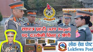 APF Nepal  Rank  || सशस्त्र प्रहरीको पद, दर्ज्यानी चिन्ह र श्रेणीहरुको विवरण