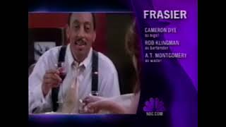 Frasier (2000) Credits NBC
YouTube:
JCAU99: https://www.youtube.com/jcau99
Huntsville Rewind: https://www.youtube.com/huntsvillerewind
Analog Memories: https://www.youtube.com/analogmemories
Analog Indulgence: https://www.youtube.com/analogindulgence
Analog Compilations & Blocks: https://www.youtube.com/c/AnalogCommercialCompilationsBlocks
Instagram:
@joshuacoad: https://www.instagram.com/joshuacoad/
@huntsvillerewind: https://www.instagram.com/huntsvillerewind/
@venidafrenchie: https://www.instagram.com/venidafrenchie/
@disneyanalogclassics: https://www.instagram.com/disneyanalogclassics/
@retrowrestlingpromos: https://www.instagram.com/retrowrestlingpromos/
@classicdool: https://www.instagram.com/classicdool/
@whyareyoulisteningtothis: https://www.instagram.com/whyareyoulisteningtothis/
@huntsvillethrift: https://www.instagram.com/huntsvillethrift/
Podcast:
http://www.whyareyoulisteningtothis.com/
All video clips belong to their respective owners.
Copyright Disclaimer Under Section 107 of the Copyright Act 1976, allowance is made for fair use for purposes such as criticism, comment, news reporting, teaching, scholarship, and research. Fair use is a use permitted by copyright statute that might otherwise be infringing. Non-profit, educational or personal use tips the balance in favor of fair use. Frasier (2000) Credits NBC