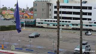 Metrolink leaves Oceanside NB with double header F125s leading.