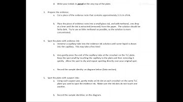 Thin Layer Chromatography of ink samples- lecture