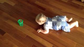 Judah does the army crawl (and drinks on his own!)