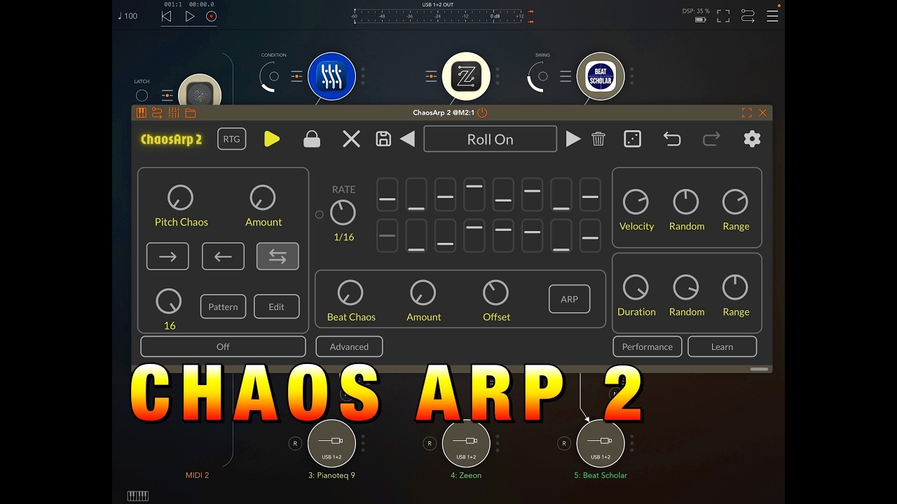 ChaosArp 2 — Хаотичный MIDI-секвенсор и арпеджиатор — Полное руководство и демонстрация для iPad