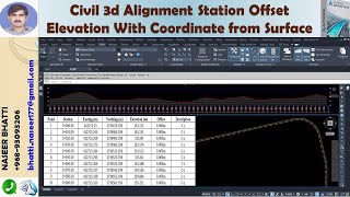 Civil 3d Alignment Station Offset Elevation Report With Coordinate from Surface