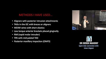 Open-bite correction with Clear Aligner lecture with Dr Derek Mahony